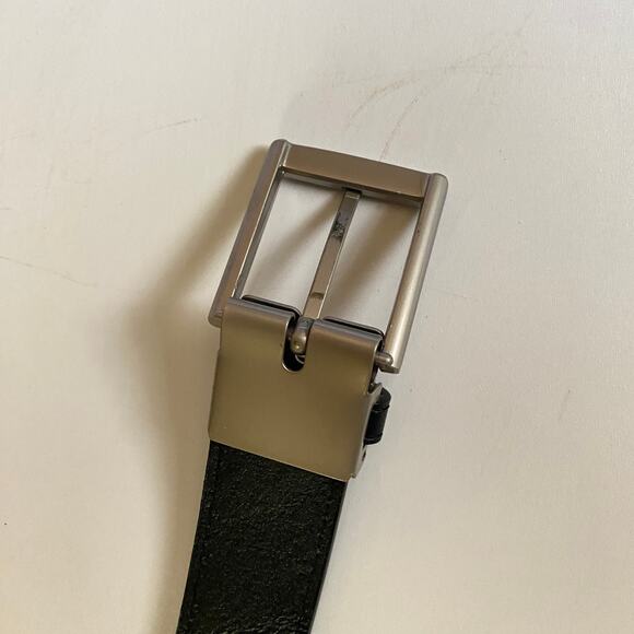 oobe Black Genuine Leather Silver-Tone Hardware Belt Men's Size Medium - Picture 7 of 7